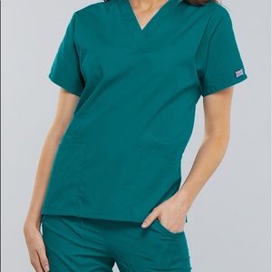 Cherokee teal scrubs. 3 tops (sm) & 3 bottoms (xs)